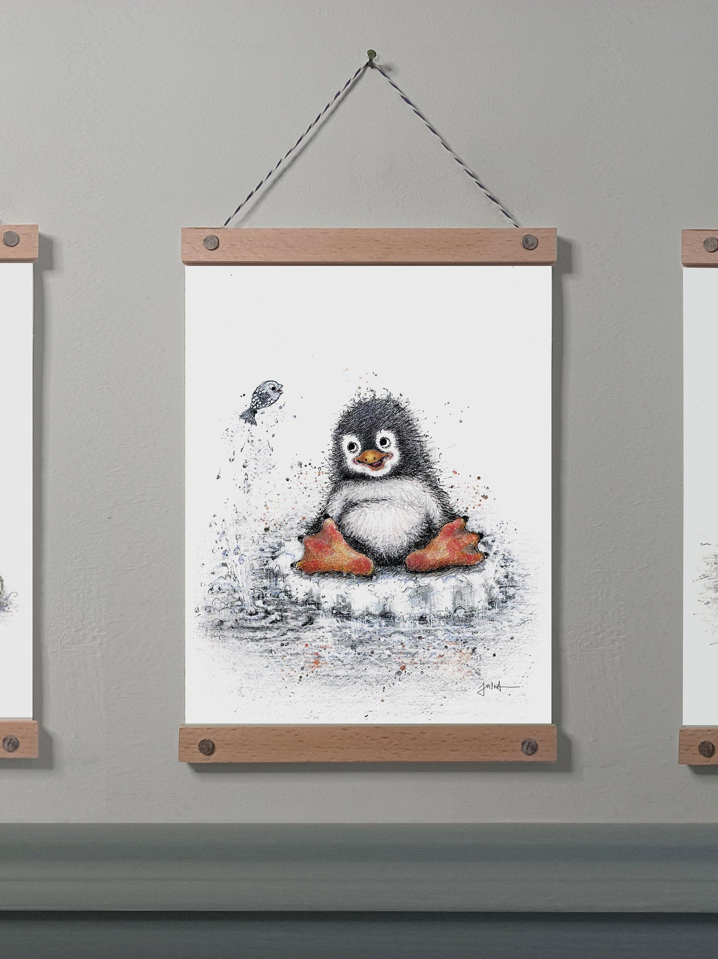 Babyposter Kleiner Pinguin A4 | Bild Babyzimmer | Tiermotiv auf Leinwand