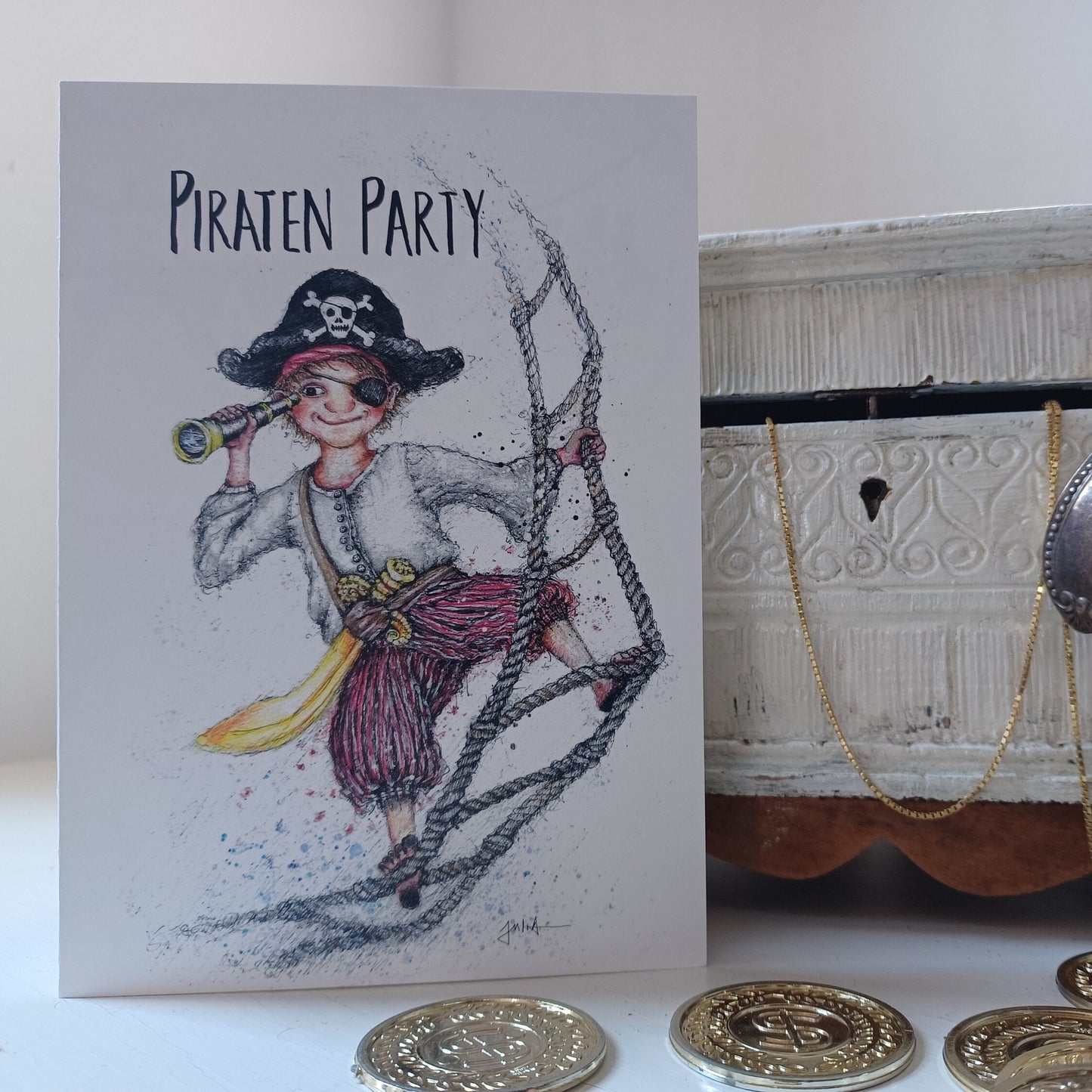 Piratenparty | Einlandungskarte Piratenkindergeburtstag | Einladung Mottoparty Piraten