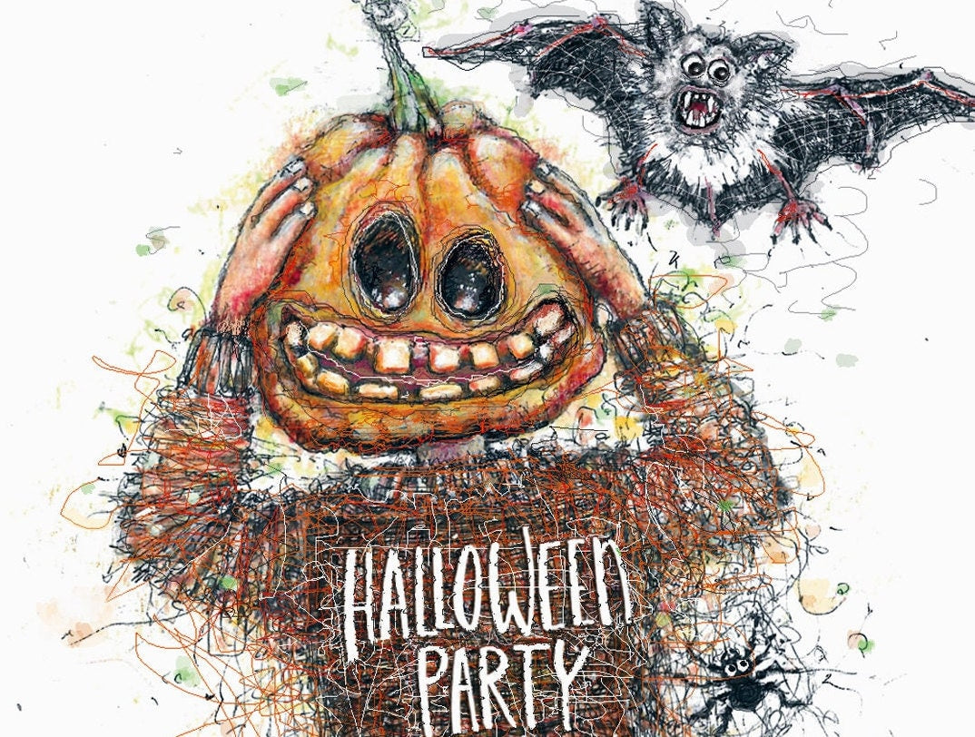 Halloweenparty | Kürbismonster | Halloweengeburtstag | Halloween Einladung | Einladung Halloween Geburtstag